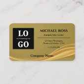 Moderne Luxus-Gold-Eigenmarkenlogo und QR-Code Visitenkarte (Vorderseite)