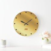 Moderne Luxus-Gold-Gradient-Gotik-Monogramm Große Wanduhr (Zuhause)