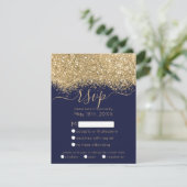 Moderne Luxus Gold Navy Glitzer Confetti Wedding RSVP Karte (Stehend Vorderseite)