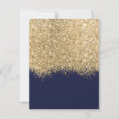Moderne Luxus Gold Navy Glitzer Confetti Wedding RSVP Karte (Rückseite)