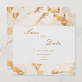 Moderne Luxus Gold Save the Date Abstrakt Einladung (Vorne/Hinten)