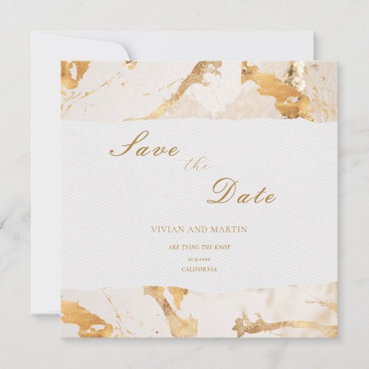 Moderne Luxus Gold Save the Date Abstrakt Einladung (Vorderseite)