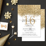 Moderne Luxus Gold Weißer Glitzer Confetti Sweet 1 Einladung<br><div class="desc">Das elegante, glamouröse und moderne 16 . Geburtstag Geburtstagsfest lädt zum zeitgenössischen und stilvollen Teenager ein. Es verfügt über ein Imitat gedruckt Gold funkelnd Glitzer Konfetti gesprenkelt Farbblock auf einem einfachen weißen Hintergrund mit einer großen Zahl "16" in einem passenden Goldton. Die Rückseite zeigt den gleichen Glitzer, aber eine dickere...</div>