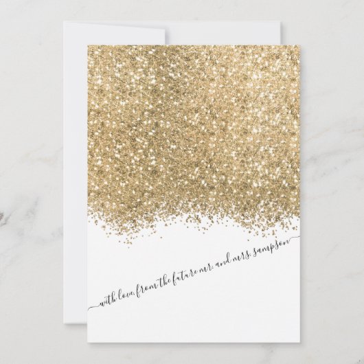 Moderne Luxus Gold Weißer Glitzer Confetti Wedding Einladung (Rückseite)