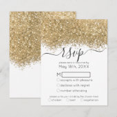 Moderne Luxus Gold Weißer Glitzer Confetti Wedding RSVP Karte (Vorne/Hinten)