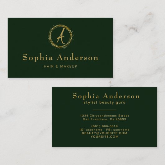 Moderne Luxus Golden & Black Business Card Visitenkarte (Vorne/Hinten)