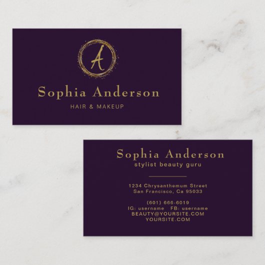 Moderne Luxus Golden & Black Business Card Visitenkarte (Vorne/Hinten)