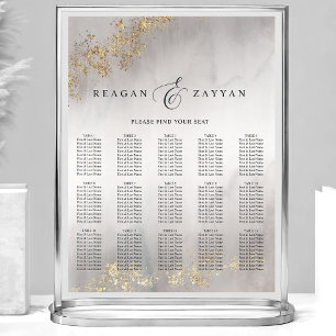 Moderne Luxus-Goldflitter-Graue Hochzeits-Sitzordn Poster