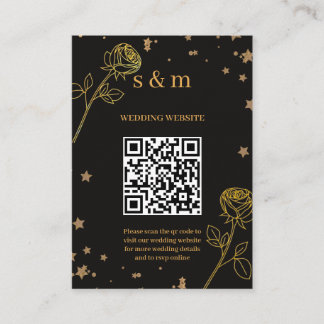 Moderne Luxus-Goldfolie-QR-Code-Hochzeitswebsite Begleitkarte
