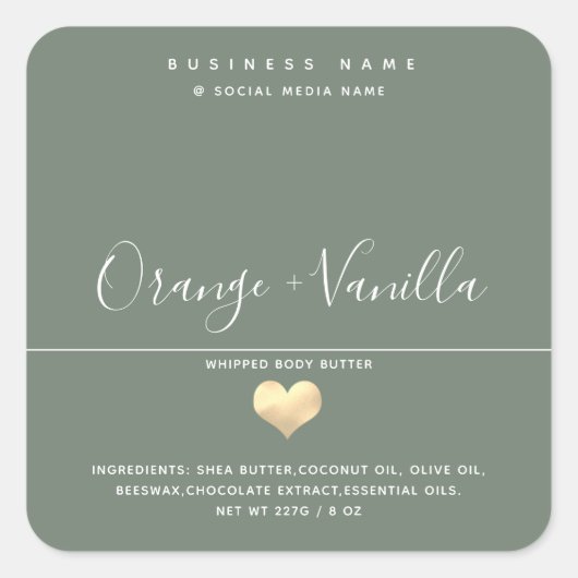 Moderne Luxus-Goldherz-Typografie Quadratischer Aufkleber (Vorderseite)