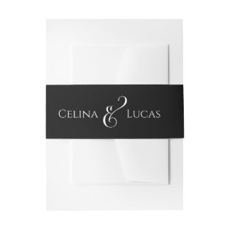 Moderne Luxus-Hochzeit in schwarz und weiß Einladungsbanderole
