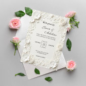 Moderne Luxus-Hochzeit mit Blumen Einladung
