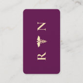 Moderne Luxus Lila Gold RN Monogram Nurse Visitenkarte (Vorderseite)