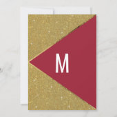 Moderne Luxus Red Gold Glitzer Geometric Wedding Einladung (Rückseite)