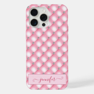 Moderne Luxus-Rosa-Glitter-Diamant-Chic-Glamour iPhone 15 Pro Max Hülle