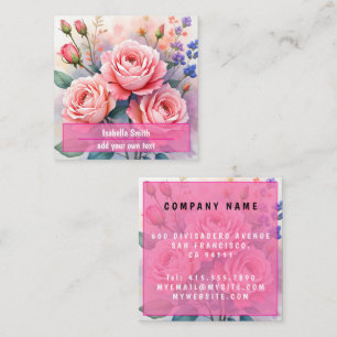Moderne Luxus-Rosa-Rosen Schöne Kollektion Quadratische Visitenkarte