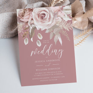 Moderne Luxus-Rose Blush Bloral Wedding Einladung