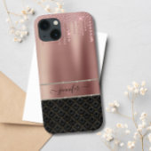 Moderne Luxus Rose Gold Black Chic Glitzer Case-Mate iPhone Hülle