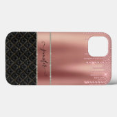 Moderne Luxus Rose Gold Black Chic Glitzer Case-Mate iPhone Hülle (Rückseite (Horizontal))