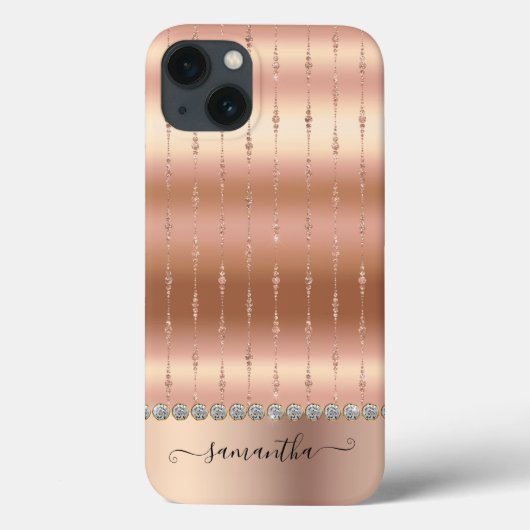 Moderne Luxus Rose Gold Glitzer Bling Case-Mate iPhone Hülle (Rückseite)