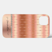 Moderne Luxus Rose Gold Glitzer Bling Case-Mate iPhone Hülle (Rückseite (Horizontal))