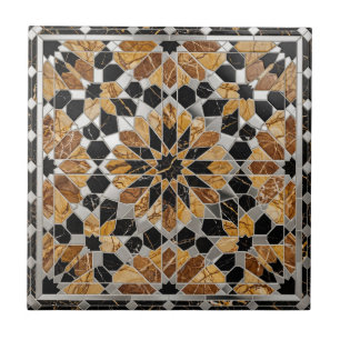 Moderne Luxus Schwarz Gold Marmor Silber Marokkani Fliese