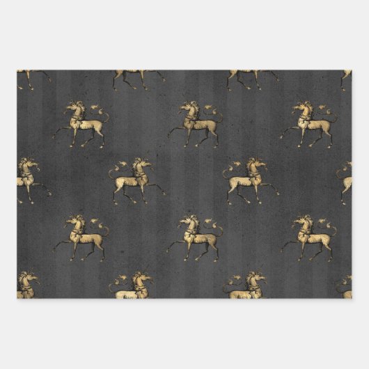 Moderne Luxus Schwarz und Gold Geschenkpapier Set (Vorderseite 3)