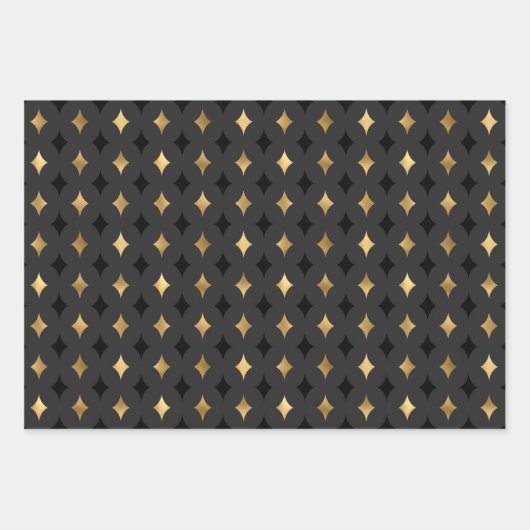 Moderne Luxus Schwarz und Gold Geschenkpapier Set (Vorderseite)