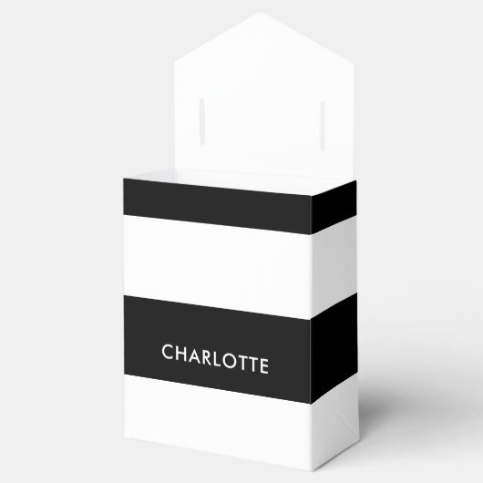 Moderne Luxus Schwarz-Weiß Streifen Muster Geschenkschachtel (Geöffnet)