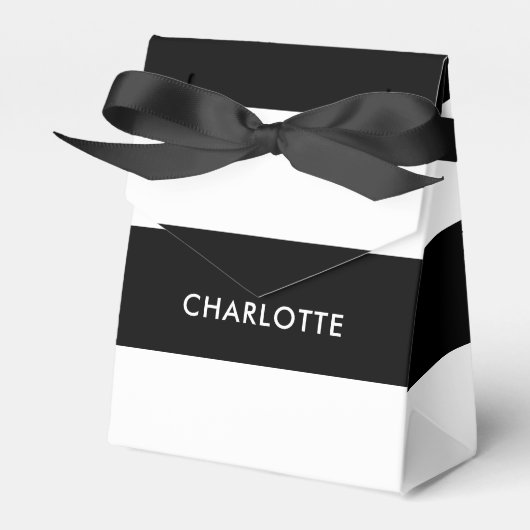 Moderne Luxus Schwarz-Weiß Streifen Muster Geschenkschachtel (Vorderseite)