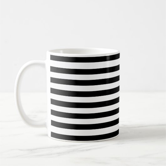 Moderne Luxus Schwarz-Weiß Streifen Muster Kaffeetasse (Links)