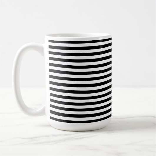 Moderne Luxus Schwarz-Weiß Streifen Muster Kaffeetasse (Links)