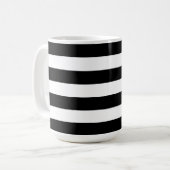 Moderne Luxus Schwarz-Weiß Streifen Muster Kaffeetasse (Vorderseite Links)