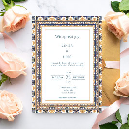 Moderne Luxus-Talavera-Fliesen-Hochzeit Einladung