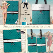 Moderne Luxus Teal Monogramm Sommer Reisetaschenbu Notizblock