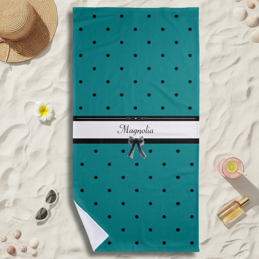 Moderne Luxus Teal-Monogramm Sommer Strandtuch
