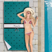 Moderne Luxus Teal-Monogramm Sommer Strandtuch