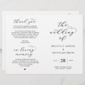 Moderne Luxusschrift, faltbare Hochzeitsprogramme (Vorne/Hinten)