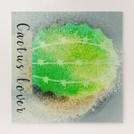 Moderne Macro Aquarell Grüne Kaktus Puzzle (Horizontal)