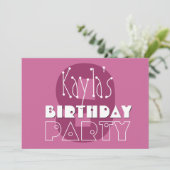 Moderne Mädchen 9th Birthday Pink Stars Ver 002 W6 Einladung (Stehend Vorderseite)