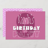 Moderne Mädchen 9th Birthday Pink Stars Ver 002 W6 Einladung (Vorne/Hinten)