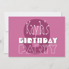 Moderne Mädchen 9th Birthday Pink Stars Ver 002 W6 Einladung