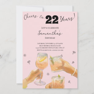 Moderne Mädchen-Cheers zum 22. Geburtstagsparty Einladung