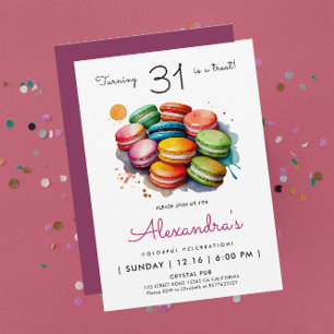 Moderne Mädchen-Chic süße Macarons Wasserfarben-Re Einladung