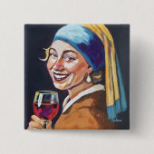 Moderne Mädchen mit Perlenohrring - Vermeer-Inspir Button (Vorderseite)