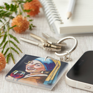 Moderne Mädchen mit Perlenohrring - Vermeer-Inspir Schlüsselanhänger