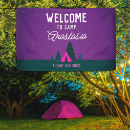 Moderne Mädchen Outdoor Lila Rosa Lagerfeuer Willk Banner