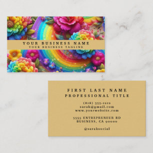 Moderne Mädchen-Regenbogen-Blumen und Glitter-Trop Visitenkarte