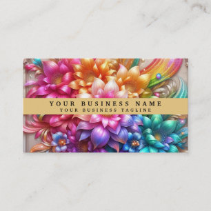 Moderne Mädchen Regenbogen Blumen und Glitter Trop Visitenkarte