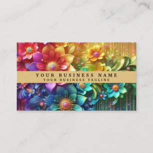 Moderne Mädchen Regenbogen Blumen und Glitter Trop Visitenkarte
